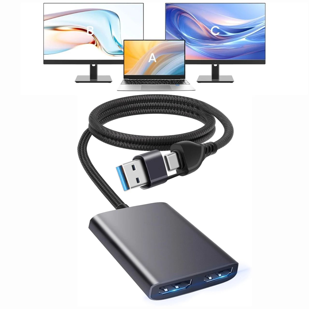 Çift Monitörler için USB C/A 3 - Home Cinema Usb incelemesi ve fiyatı